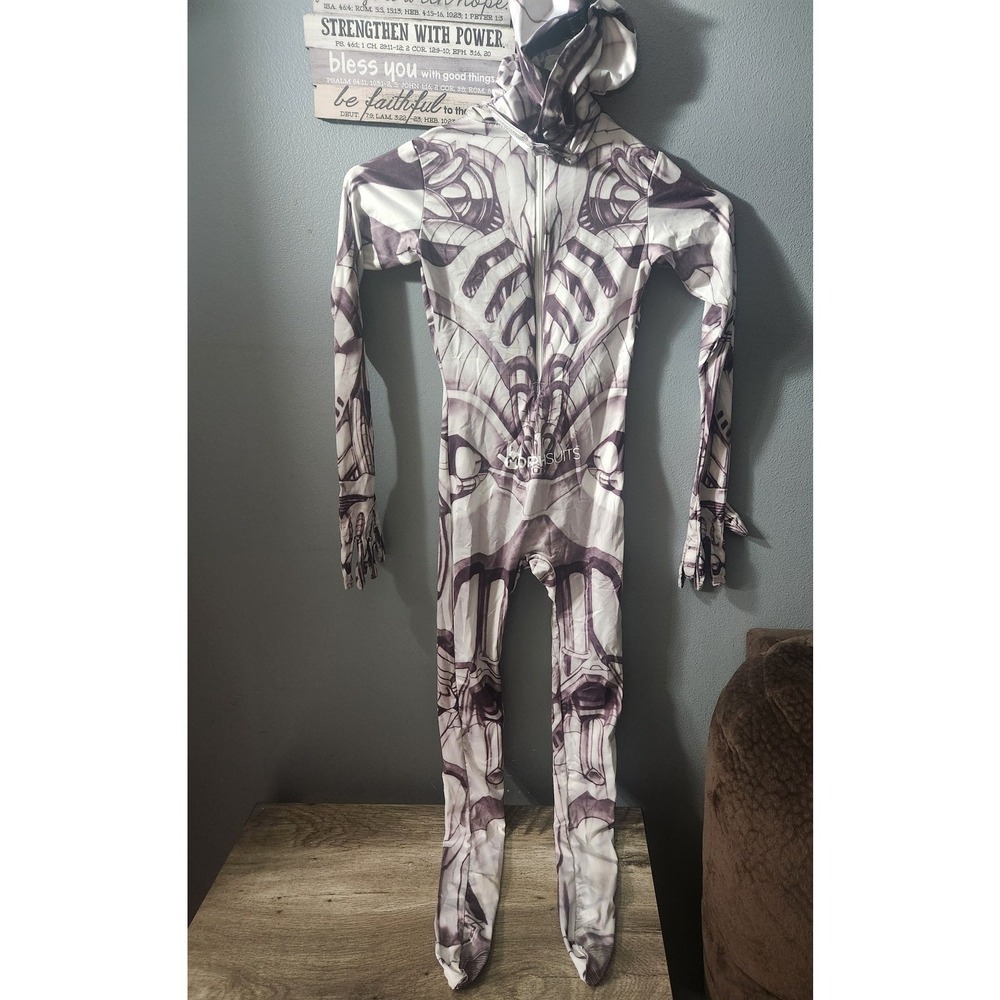 Morphsuits Kids Skeleton Costume Purple White Full Body Spandex Suit Small